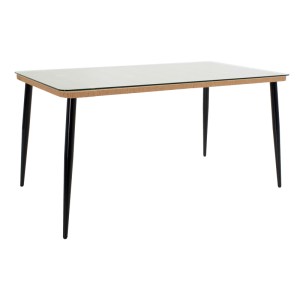 pak-200-000960-1 ΤΡΑΠΕΖΑΡΙΑ NAOKI Χ ΣΕΤ 5ΤΕΜ PAKOWORLD RATTAN PE ΣΕ ΦΥΣΙΚΗ ΑΠΟΧΡΩΣΗ ΚΑΙ ΜΑΥΡΟ ΜΕΤΑΛΛΟ 160X90X78ΕΚ