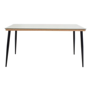 pak-200-000960-2 ΤΡΑΠΕΖΑΡΙΑ NAOKI Χ ΣΕΤ 5ΤΕΜ PAKOWORLD RATTAN PE ΣΕ ΦΥΣΙΚΗ ΑΠΟΧΡΩΣΗ ΚΑΙ ΜΑΥΡΟ ΜΕΤΑΛΛΟ 160X90X78ΕΚ