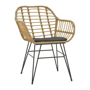 pak-200-000960-4 ΤΡΑΠΕΖΑΡΙΑ NAOKI Χ ΣΕΤ 5ΤΕΜ PAKOWORLD RATTAN PE ΣΕ ΦΥΣΙΚΗ ΑΠΟΧΡΩΣΗ ΚΑΙ ΜΑΥΡΟ ΜΕΤΑΛΛΟ 160X90X78ΕΚ