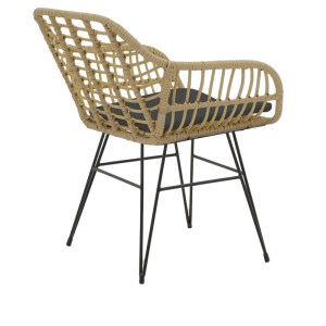 pak-200-000960-5 ΤΡΑΠΕΖΑΡΙΑ NAOKI Χ ΣΕΤ 5ΤΕΜ PAKOWORLD RATTAN PE ΣΕ ΦΥΣΙΚΗ ΑΠΟΧΡΩΣΗ ΚΑΙ ΜΑΥΡΟ ΜΕΤΑΛΛΟ 160X90X78ΕΚ