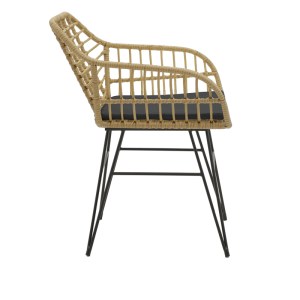 pak-200-000960-6 ΤΡΑΠΕΖΑΡΙΑ NAOKI Χ ΣΕΤ 5ΤΕΜ PAKOWORLD RATTAN PE ΣΕ ΦΥΣΙΚΗ ΑΠΟΧΡΩΣΗ ΚΑΙ ΜΑΥΡΟ ΜΕΤΑΛΛΟ 160X90X78ΕΚ