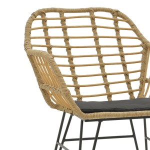 pak-200-000960-8 ΤΡΑΠΕΖΑΡΙΑ NAOKI Χ ΣΕΤ 5ΤΕΜ PAKOWORLD RATTAN PE ΣΕ ΦΥΣΙΚΗ ΑΠΟΧΡΩΣΗ ΚΑΙ ΜΑΥΡΟ ΜΕΤΑΛΛΟ 160X90X78ΕΚ