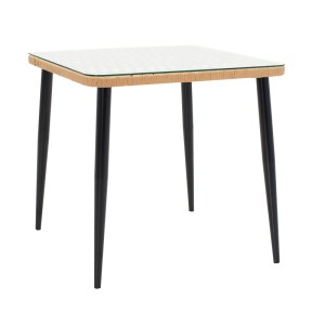 pak-200-000963-1 ΤΡΑΠΕΖΑΡΙΑ NAOKI U ΣΕΤ 5ΤΕΜ PAKOWORLD RATTAN PE ΣΕ ΦΥΣΙΚΗ ΑΠΟΧΡΩΣΗ ΚΑΙ ΜΑΥΡΟ ΜΕΤΑΛΛΟ 80X80X78ΕΚ