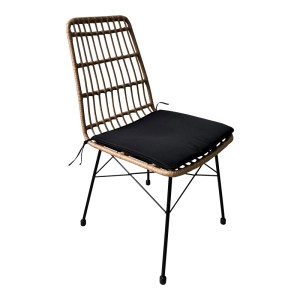 pak-200-000963-4 ΤΡΑΠΕΖΑΡΙΑ NAOKI U ΣΕΤ 5ΤΕΜ PAKOWORLD RATTAN PE ΣΕ ΦΥΣΙΚΗ ΑΠΟΧΡΩΣΗ ΚΑΙ ΜΑΥΡΟ ΜΕΤΑΛΛΟ 80X80X78ΕΚ