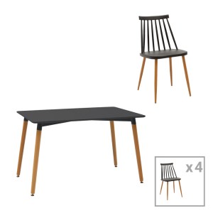 pak-200-000970 ΤΡΑΠΕΖΑΡΙΑ AURORA-NATALI PAKOWORLD ΣΕΤ 5ΤΕΜ PP-MDF ΣΕ ΜΑΥΡΗ-ΦΥΣΙΚΗ ΑΠΟΧΡΩΣΗ 120X80X76ΕΚ