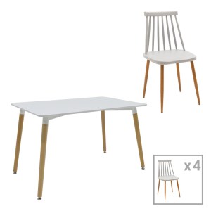 pak-200-000976 ΤΡΑΠΕΖΑΡΙΑ AURORA-NATALI PAKOWORLD ΣΕΤ 5ΤΕΜ PP-MDF ΣΕ ΛΕΥΚΟ-ΓΚΡΙ-ΦΥΣΙΚΗ ΑΠΟΧΡΩΣΗ 120X80X76ΕΚ