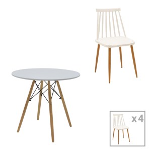 pak-200-000979 ΤΡΑΠΕΖΑΡΙΑ AURORA-JULITA PAKOWORLD ΣΕΤ 5ΤΕΜ PP-MDF ΣΕ ΛΕΥΚΟ-ΦΥΣΙΚΗ ΑΠΟΧΡΩΣΗ Φ80X73ΕΚ