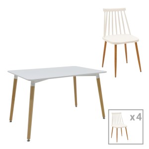 pak-200-000982 ΤΡΑΠΕΖΑΡΙΑ AURORA-NATALI PAKOWORLD ΣΕΤ 5ΤΕΜ PP-MDF ΣΕ ΛΕΥΚΟ-ΦΥΣΙΚΗ ΑΠΟΧΡΩΣΗ 120X80X76ΕΚ