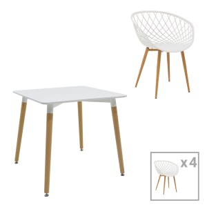 pak-200-000993 ΤΡΑΠΕΖΑΡΙΑ EZRA-NATALI PAKOWORLD ΣΕΤ 5ΤΕΜ PP-MDF ΣΕ ΛΕΥΚΗ-ΦΥΣΙΚΗ ΑΠΟΧΡΩΣΗ 80X80X76ΕΚ