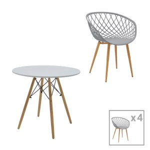 pak-200-000997 ΤΡΑΠΕΖΑΡΙΑ EZRA-JULITA PAKOWORLD ΣΕΤ 5ΤΕΜ PP-MDF ΣΕ ΛΕΥΚΟ/ΓΚΡΙ ΜΕ ΦΥΣΙΚΗ ΑΠΟΧΡΩΣΗ ΠΟΔΙΑ Φ80X73ΕΚ