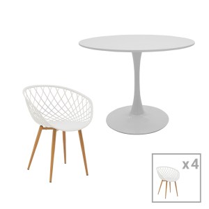 pak-200-001007 ΤΡΑΠΕΖΑΡΙΑ EZRA-BALOU PAKOWORLD ΣΕΤ 5ΤΕΜ PP-MDF ΣΕ ΛΕΥΚΗ ΑΠΟΧΡΩΣΗ Φ100X75ΕΚ