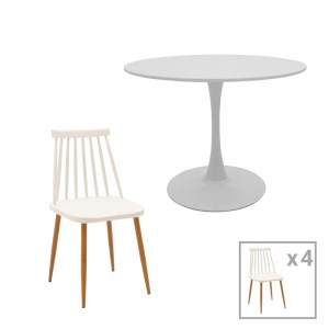 pak-200-001008 ΤΡΑΠΕΖΑΡΙΑ AURORA-BALOU PAKOWORLD ΣΕΤ 5ΤΕΜ PP-MDF ΣΕ ΛΕΥΚΗ ΑΠΟΧΡΩΣΗ Φ100X75ΕΚ