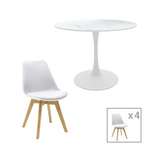 pak-200-001009 ΤΡΑΠΕΖΑΡΙΑ GASTON-BALOU I PAKOWORLD ΣΕΤ 5ΤΕΜ PP-MDF ΣΕ ΛΕΥΚΟ ΜΑΡΜΑΡΟΥ ΑΠΟΧΡΩΣΗ Φ120X75ΕΚ