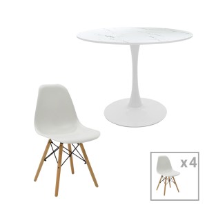 pak-200-001010 ΤΡΑΠΕΖΑΡΙΑ JULITA-BALOU I PAKOWORLD ΣΕΤ 5ΤΕΜ PP-MDF ΣΕ ΛΕΥΚΟ ΜΑΡΜΑΡΟΥ ΑΠΟΧΡΩΣΗ Φ120X75ΕΚ