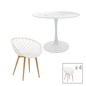 pak-200-001011 ΤΡΑΠΕΖΑΡΙΑ EZRA-BALOU I PAKOWORLD ΣΕΤ 5ΤΕΜ PP-MDF ΣΕ ΛΕΥΚΟ ΜΑΡΜΑΡΟΥ ΑΠΟΧΡΩΣΗ Φ120X75ΕΚ