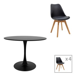 pak-200-001018 ΤΡΑΠΕΖΑΡΙΑ GASTON-BALOU PAKOWORLD ΣΕΤ 5ΤΕΜ PP-MDF ΣΕ ΜΑΥΡΗ-ΦΥΣΙΚΟ ΑΠΟΧΡΩΣΗ Φ100X75ΕΚ