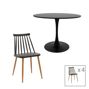 pak-200-001019 ΤΡΑΠΕΖΑΡΙΑ AURORA-BALOU PAKOWORLD ΣΕΤ 5ΤΕΜ PP-MDF ΣΕ ΜΑΥΡΗ-ΦΥΣΙΚΟ ΑΠΟΧΡΩΣΗ Φ100X75ΕΚ