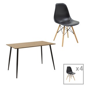 pak-200-001023 ΤΡΑΠΕΖΑΡΙΑ JULITA-CUBA ΣΕΤ 5ΤΕΜ PAKOWORLD MDF-PP ΣΕ ΜΑΥΡΗ-SONOMA ΑΠΟΧΡΩΣΗ 120X70X76ΕΚ