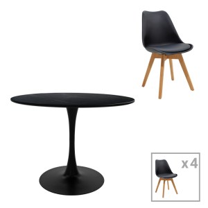 pak-200-001027 ΤΡΑΠΕΖΑΡΙΑ GASTON-BALOU I PAKOWORLD ΣΕΤ 5ΤΕΜ PP-MDF ΣΕ ΜΑΥΡΗ-ΦΥΣΙΚΗ ΑΠΟΧΡΩΣΗ Φ120X75ΕΚ