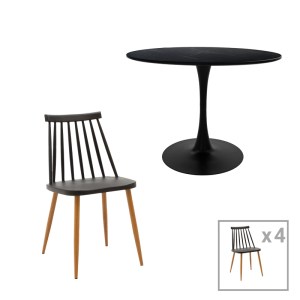 pak-200-001029 ΤΡΑΠΕΖΑΡΙΑ AURORA-BALOU I PAKOWORLD ΣΕΤ 5ΤΕΜ PP-MDF ΣΕ ΜΑΥΡΗ-ΦΥΣΙΚΟ ΑΠΟΧΡΩΣΗ Φ120X75ΕΚ