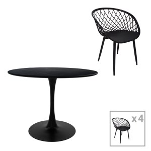 pak-200-001031 ΤΡΑΠΕΖΑΡΙΑ EZRA-BALOU I PAKOWORLD ΣΕΤ 5ΤΕΜ PP-MDF ΣΕ ΜΑΥΡΗ ΑΠΟΧΡΩΣΗ Φ120X75ΕΚ