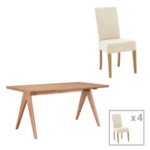 pak-200-001053 ΤΡΑΠΕΖΑΡΙΑ DITTA-WINSLOW PAKOWORLD ΣΕΤ 5ΤΜΧ ΞΥΛΟ RUBBERWOOD ΣΕ ΑΝΟΙΧΤΟ ΚΑΡΥΔΙ ΧΡΩΜΑ 180X85X75ΕΚ
