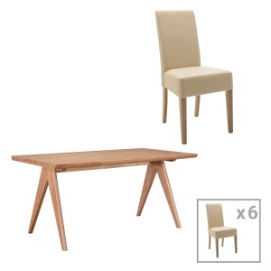 pak-200-001057 ΤΡΑΠΕΖΑΡΙΑ DITTA-WINSLOW A PAKOWORLD ΣΕΤ 7ΤΜΧ ΞΥΛΟ RUBBERWOOD ΣΕ ΑΝΟΙΧΤΟ ΚΑΡΥΔΙ ΧΡΩΜΑ 180X85X75ΕΚ