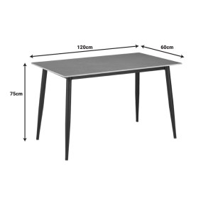 pak-200-001060-8 ΤΡΑΠΕΖΑΡΙΑ GUSTAS-BELLA A PAKOWORLD ΣΕΤ 5ΤΜΧ ΓΚΡΙ ΜΑΡΜΑΡΟΥ SINTERED STONE-ΜΑΥΡΟ ΜΕΤΑΛΛΟ 120X60X75ΕΚ