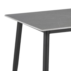pak-200-001065-5 ΤΡΑΠΕΖΑΡΙΑ BELLA-GUSTAS PAKOWORLD ΣΕΤ 7ΤΜΧ ΓΚΡΙ ΜΑΡΜΑΡΟΥ SINTERED STONE-ΜΑΥΡΟ ΜΕΤΑΛΛΟ 160X80X75ΕΚ