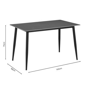 pak-200-001065-8 ΤΡΑΠΕΖΑΡΙΑ BELLA-GUSTAS PAKOWORLD ΣΕΤ 7ΤΜΧ ΓΚΡΙ ΜΑΡΜΑΡΟΥ SINTERED STONE-ΜΑΥΡΟ ΜΕΤΑΛΛΟ 160X80X75ΕΚ