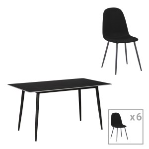 pak-200-001073 ΤΡΑΠΕΖΑΡΙΑ GUSTAS-BELLA PAKOWORLD ΣΕΤ 7ΤΜΧ ΑΝΘΡΑΚΙ ΜΕ ΜΑΥΡΟ ΜΑΡΜΑΡΟΥ 160X80X75ΕΚ
