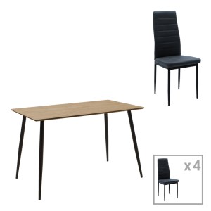 pak-200-001153 ΤΡΑΠΕΖΑΡΙΑ CUBA-PARKER PAKOWORLD ΣΕΤ 5ΤΕΜ MDF ΣΕ SONOMA-ΜΑΥΡΗ ΑΠΟΧΡΩΣΗ 120X70X76CM