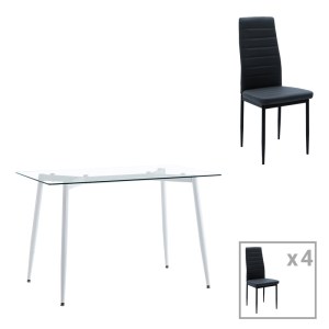 pak-200-001157 ΤΡΑΠΕΖΑΡΙΑ QUANA-PARKER PAKOWORLD ΣΕΤ 5ΤΕΜ ΓΥΑΛΙΝΟ ΔΙΑΦΑΝΟ-ΜΑΥΡΟ ΠΟΔΙ 120X70X75CM