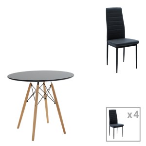 pak-200-001158 ΤΡΑΠΕΖΑΡΙΑ JULITA-PARKER PAKOWORLD ΣΕΤ 5ΤΕΜ MDF ΣΕ ΜΑΥΡΗ-ΦΥΣΙΚΗ ΑΠΟΧΡΩΣΗ Φ80X73CM