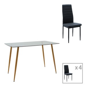 pak-200-001164 ΤΡΑΠΕΖΑΡΙΑ CHLOE-PARKER PAKOWORLD ΣΕΤ 5ΤΕΜ ΓΥΑΛΙΝΟ ΣΕ ΑΝΘΡΑΚΙ-ΦΥΣΙΚΗ ΑΠΟΧΡΩΣΗ 120X70X75ΕΚ