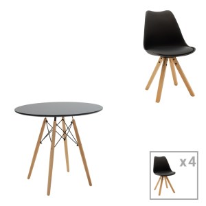 pak-200-001166 ΤΡΑΠΕΖΑΡΙΑ JULITA-CARON PAKOWORLD ΣΕΤ 5ΤΕΜ MDF ΣΕ ΜΑΥΡΗ-ΦΥΣΙΚΗ ΑΠΟΧΡΩΣΗ Φ80X76ΕΚ