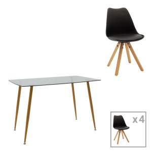 pak-200-001175 ΤΡΑΠΕΖΑΡΙΑ CHLOE-CARON PAKOWORLD ΣΕΤ 5ΤΕΜ ΣΕ ΑΝΘΡΑΚΙ-ΜΑΥΡΗ ΑΠΟΧΡΩΣΗ 120X70X75ΕΚ