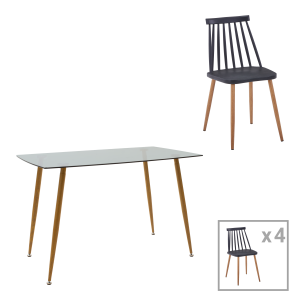 pak-200-001187.png ΤΡΑΠΕΖΑΡΙΑ CHLOE-AURORA I PAKOWORLD ΣΕΤ 5ΤΕΜ ΓΥΑΛΙΝΟ 8ΧΙΛ ΑΝΘΡΑΚΙ - ΠΟΔΙ ΦΥΣΙΚΟ-ΜΑΥΡΗ ΑΠΟΧΡΩΣΗ 120X70X75ΕΚ