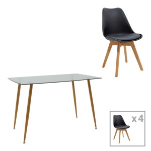 pak-200-001193 ΤΡΑΠΕΖΑΡΙΑ CHLOE -GASTON PAKOWORLD ΣΕΤ 5ΤΕΜ ΓΥΑΛΙΝΟ 8ΧΙΛ ΑΝΘΡΑΚΙ - ΠΟΔΙ ΦΥΣΙΚΟ 120X70X75ΕΚ
