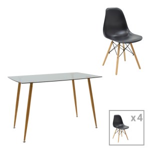 pak-200-001202 ΤΡΑΠΕΖΑΡΙΑ CHLOE-JULITA PAKOWORLD ΣΕΤ 5ΤΕΜ ΓΥΑΛΙΝΟ 8ΧΙΛ ΑΝΘΡΑΚΙ - ΠΟΔΙ ΦΥΣΙΚΟ 120X70X75ΕΚ