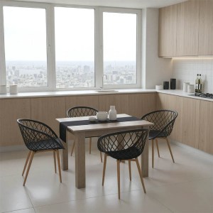 pak-200-001205 ΤΡΑΠΕΖΑΡΙΑ MANKA-EZRA PAKOWORLD ΣΕΤ 5ΤΕΜ ΣΕ SONOMA TRUFFLE-ΜΑΥΡΗ ΑΠΟΧΡΩΣΗ 110X80X77ΕΚ