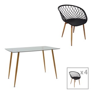 pak-200-001208 ΤΡΑΠΕΖΑΡΙΑ CHLOE-EZRA PAKOWORLD ΣΕΤ 5ΤΕΜ ΓΥΑΛΙΝΟ 8ΧΙΛ ΑΝΘΡΑΚΙ - ΠΟΔΙ ΦΥΣΙΚΟ 120X70X75ΕΚ