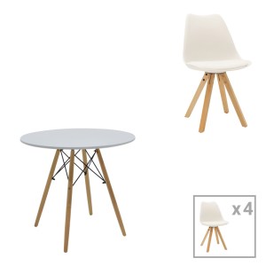pak-200-001219 ΤΡΑΠΕΖΑΡΙΑ JULITA-CARON PAKOWORLD ΣΕΤ 5ΤΕΜ MDF ΛΕΥΚΟ-ΠΟΔΙΑ ΦΥΣΙΚΟ Φ80X73ΕΚ