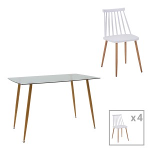 pak-200-001240 ΤΡΑΠΕΖΑΡΙΑ CHLOE-AURORA I PAKOWORLD ΣΕΤ 5ΤΕΜ ΓΥΑΛΙΝΟ 8ΧΙΛ ΑΝΘΡΑΚΙ - ΠΟΔΙ ΦΥΣΙΚΟ 120X70X75ΕΚ