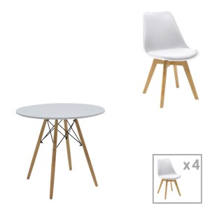 pak-200-001242 ΤΡΑΠΕΖΑΡΙΑ JULITA-GASTON ΣΕΤ 5ΤΕΜ PAKOWORLD MDF ΚΑΙ ΞΥΛΟ ΟΞΙΑΣ ΣΕ ΛΕΥΚΗ-ΦΥΣΙΚΗ ΑΠΟΧΡΩΣΗ Φ80X73ΕΚ