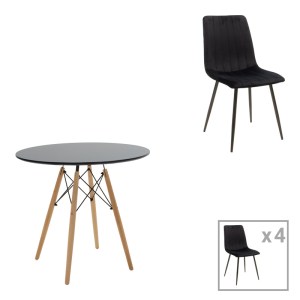 pak-200-001258 ΤΡΑΠΕΖΑΡΙΑ JULITA-NOOR PAKOWORLD ΣΕΤ 5ΤΕΜ MDF ΜΑΥΡΟ-ΠΟΔΙΑ ΦΥΣΙΚΟ Φ80X73ΕΚ