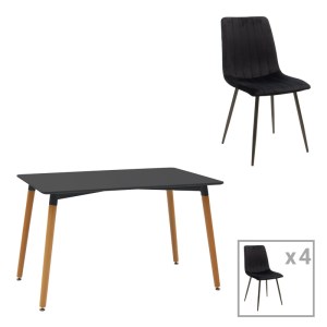 pak-200-001259 ΤΡΑΠΕΖΑΡΙΑ NATALI-NOOR PAKOWORLD ΣΕΤ 5ΤΕΜ  MDF ΜΑΥΡΟ-ΠΟΔΙΑ ΦΥΣΙΚΟ 120X80X76ΕΚ