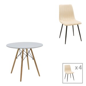 pak-200-001271 ΤΡΑΠΕΖΑΡΙΑ JULITA-NOOR PAKOWORLD ΣΕΤ 5ΤΕΜ MDF ΛΕΥΚΟ-ΜΠΕΖ-ΦΥΣΙΚΟ Φ80X73ΕΚ