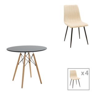 pak-200-001272 ΤΡΑΠΕΖΑΡΙΑ JULITA-NOOR PAKOWORLD ΣΕΤ 5ΤΕΜ MDF ΜΑΥΡΟ-ΜΠΕΖ-ΦΥΣΙΚΟ Φ80X73ΕΚ