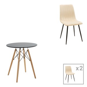 pak-200-001274 ΤΡΑΠΕΖΑΡΙΑ JULITA-NOOR PAKOWORLD ΣΕΤ 3ΤΕΜ MDF ΜΑΥΡΟ-ΜΠΕΖ-ΦΥΣΙΚΟ Φ60X73ΕΚ